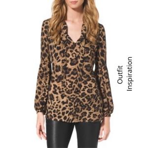 unknown Tops - Leapord Print Peasant Blouse XL unknown Tops - Leapord Print Peasant Blouse XL